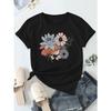 European Size  Pattern Printed Casual Round Neck Short Sleeve T-shirt Summer New Women's Wear