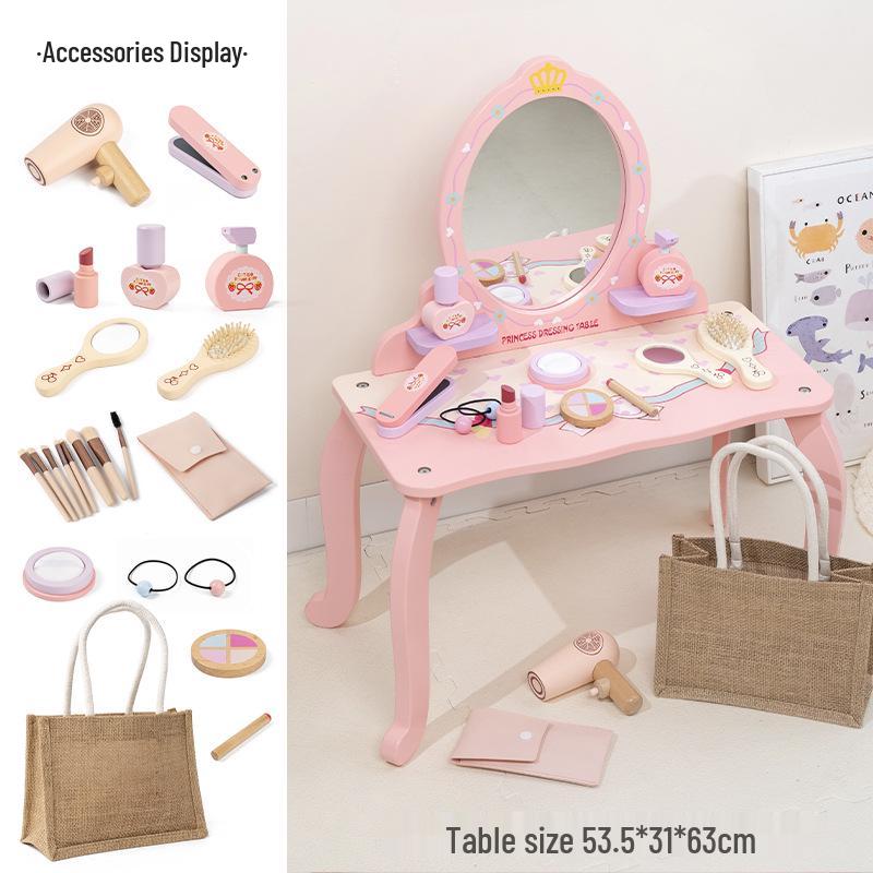 

Детский деревянный туалетный столик принцессы с шкатулкой для украшений