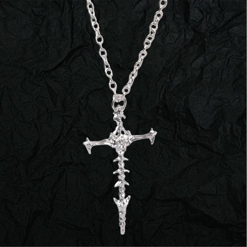 Unique Skull Bone Charm Necklace Stylish Unisex Accessory Alloy Collarbone Chain Jewelry For Daily Wear