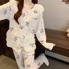 Cartoon Polka Dot Doll Collar Cloud Cotton Sweet Pajamas Ladies Loungewear Long Sleeve Set
