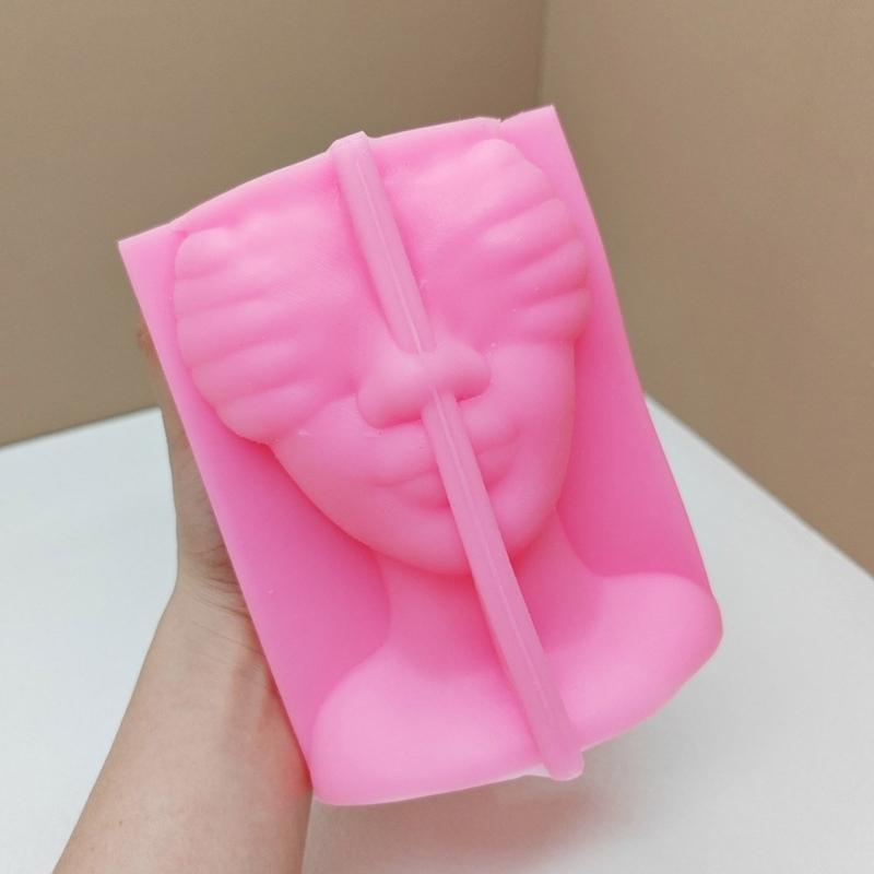 Stylish Flowerpot Silicone Mold Concrete Mould Human Face Shape Flowerpot Molds Cements Mould Silicone Material for Vase
