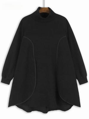 Asymmetrical Patchwork Turtleneck Dress LJ1095