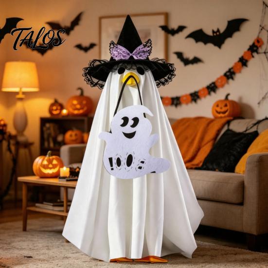 Talos Halloween Ghost Goose Costume, Wizard Hat, Cape, Pumpkin Candy Bag, Outdoor Yard Decoration for Statue or Garden Display