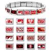 Modisches Personalisierbares DIY Rote Farbe Italienisches Charm-Armband Blume Katze Auto Herz Ziffer 9 Perle 9mm Armband Edelstahl Schmuck