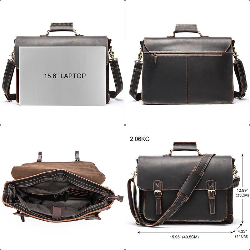 Мужская винтажная кожаная сумка-портфель через плечо Crazy Horse Standard