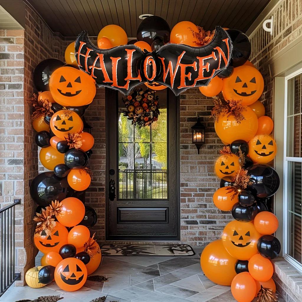82 Halloween Balloon Sets, Black and Orange Balloons, Used for Halloween Decoration for Anniversaries, Graduations, Birthdays