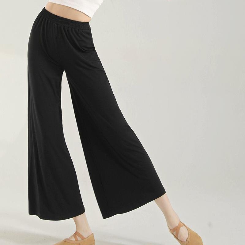 Women's Spring-Summer 9/10 Length Modern Dance Pants | Loose Wide-Leg Practice Trousers for Dancing & Sports