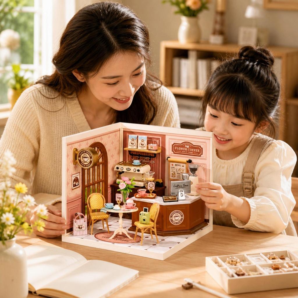 Display-Friendly Miniature Shop Diorama Detailed with Dust Protection