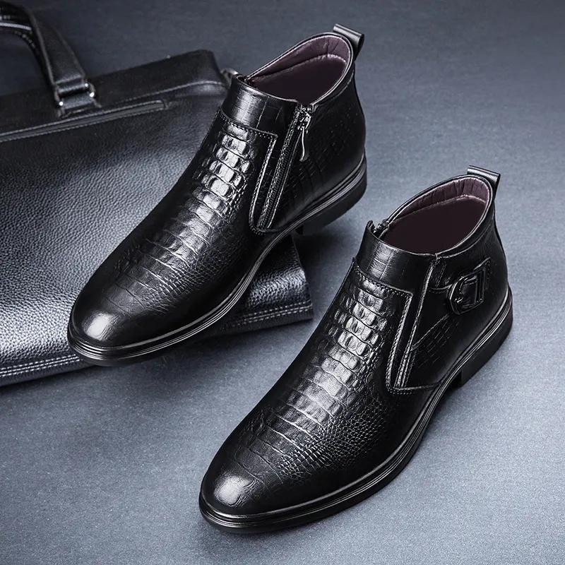 Новые роскошные мужские туфли в стиле крокодиловой кожи — фото 6