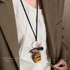 Simple Geometric Resin Rendered Leather Rope Necklace Autumn and Winter Retro Premium Sweater Chain