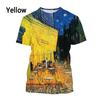 Summer Round Neck 3D Print Art Oil Painting Graphic T-shirts Fashionable Casual Short Sleeved Men's T-shirts