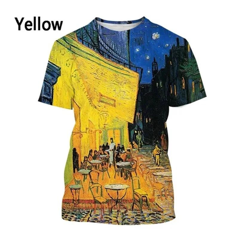 Summer Round Neck 3D Print Art Oil Painting Graphic T-shirts Fashionable Casual Short Sleeved Men's T-shirts