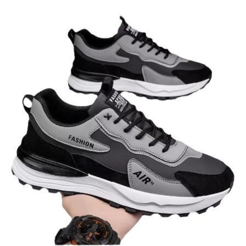 Soft-soled men's shoes spring and summer new trendy with platform sports shoes casual running shoes breathable leather shoes