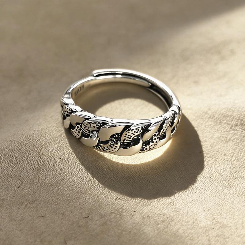 Copper Rings For Women Couple Minimalist Handmade Vintage Chain Ring Fine Jewelry Birthday Gift Prevent Allergy