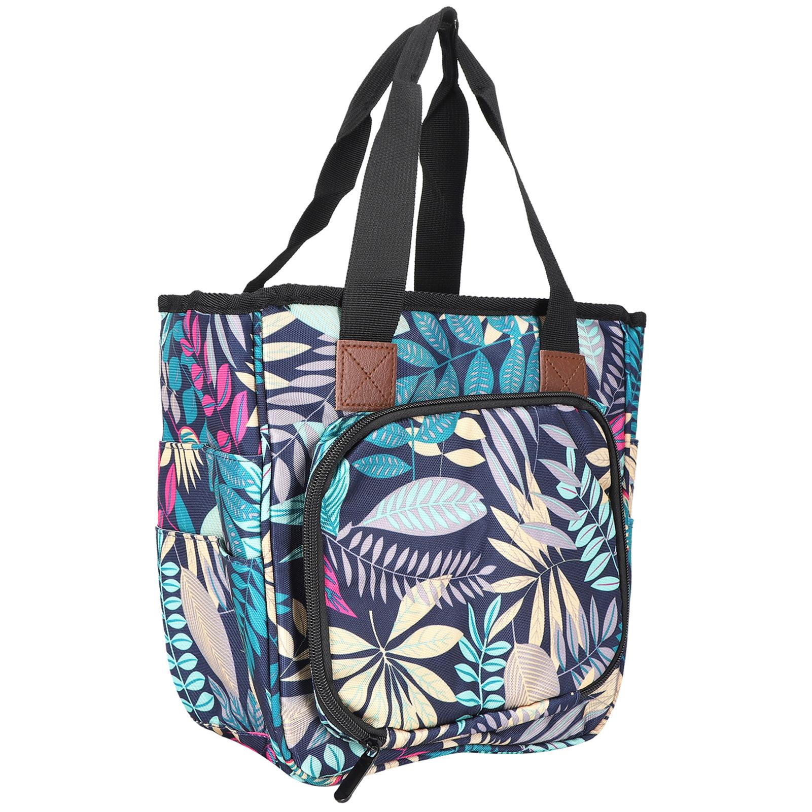 

Storage Bag Multifunctional Oxford Cloth Cylindrical Woolen Sundries Organizer PacketBlue Leaves