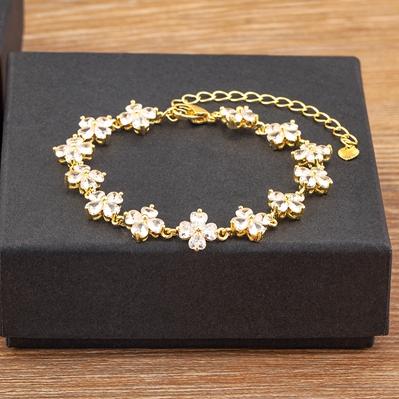 Nidin Ins Popular 11 Styles  Airplane/Heart/Flower/Star Shape Shiny Zircon Link Adjustable Bracelet Bangle Exquisite Jewelry