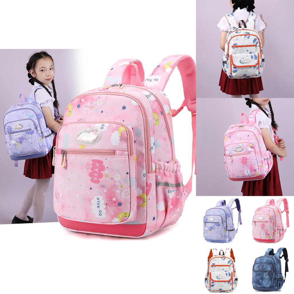 Cute And Fun Durable Nylon School Backpack For Boys And Girls With Comfortable Arm Straps And Cartoon Print