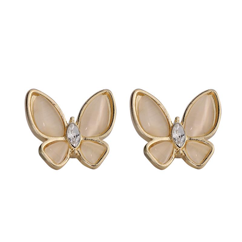 S925 Silver Cat's Eye Butterfly Earrings: Minimalist Design, Light Luxury, Women's Studs B456