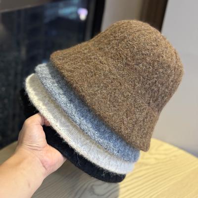 Neuer Koreanischer Stil Modischer Vielseitiger Damen Schleife Herbst und Winter Gesichtzeigender Kleiner Fischerhut Ausländischer Stil Schlichtes Temperament Warmer Beckenhut