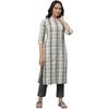 Aurelia Green Checked Cotton Regular Kurta for Women