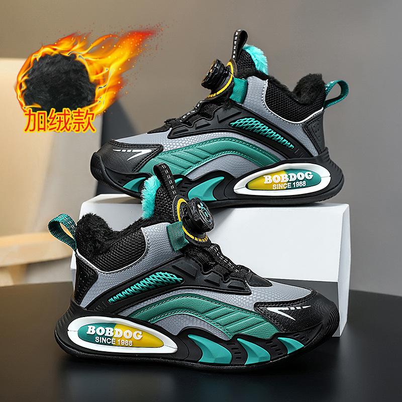 

Флисовые теплые большие хлопковые кожаные хлопковые туфли для девочек 2025 трендовые мужские осенне-зимние новые две хлопковые туфли детские туфли 39