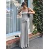 Spring and Summer New Women's Clothing Solid Color Slim Fit High Waist Fashion One-word Collar Sleeveless Dress Women