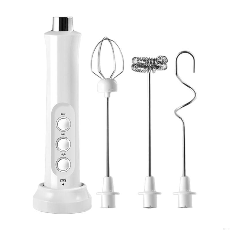 

B46E Rechargeable Milk Frother Handheld Electric Foam Maker Waterproof Whisk Drink білий
