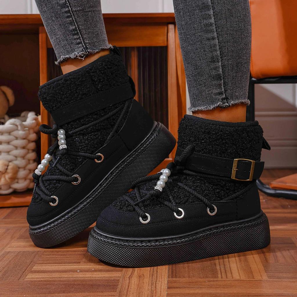 Fashionable New Elegant and Sexy Warm Work Boots Winter Round Toe Comfortable Thick Sole Anti Slip Casual Women's Snow Boots