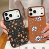 Leather Texture TPU Phone Case For iPhone 17 17e 16e 16 15 Pro Max 14 13 Pro Max 11 Blue Flower Printed Soft Silicone Back Cover