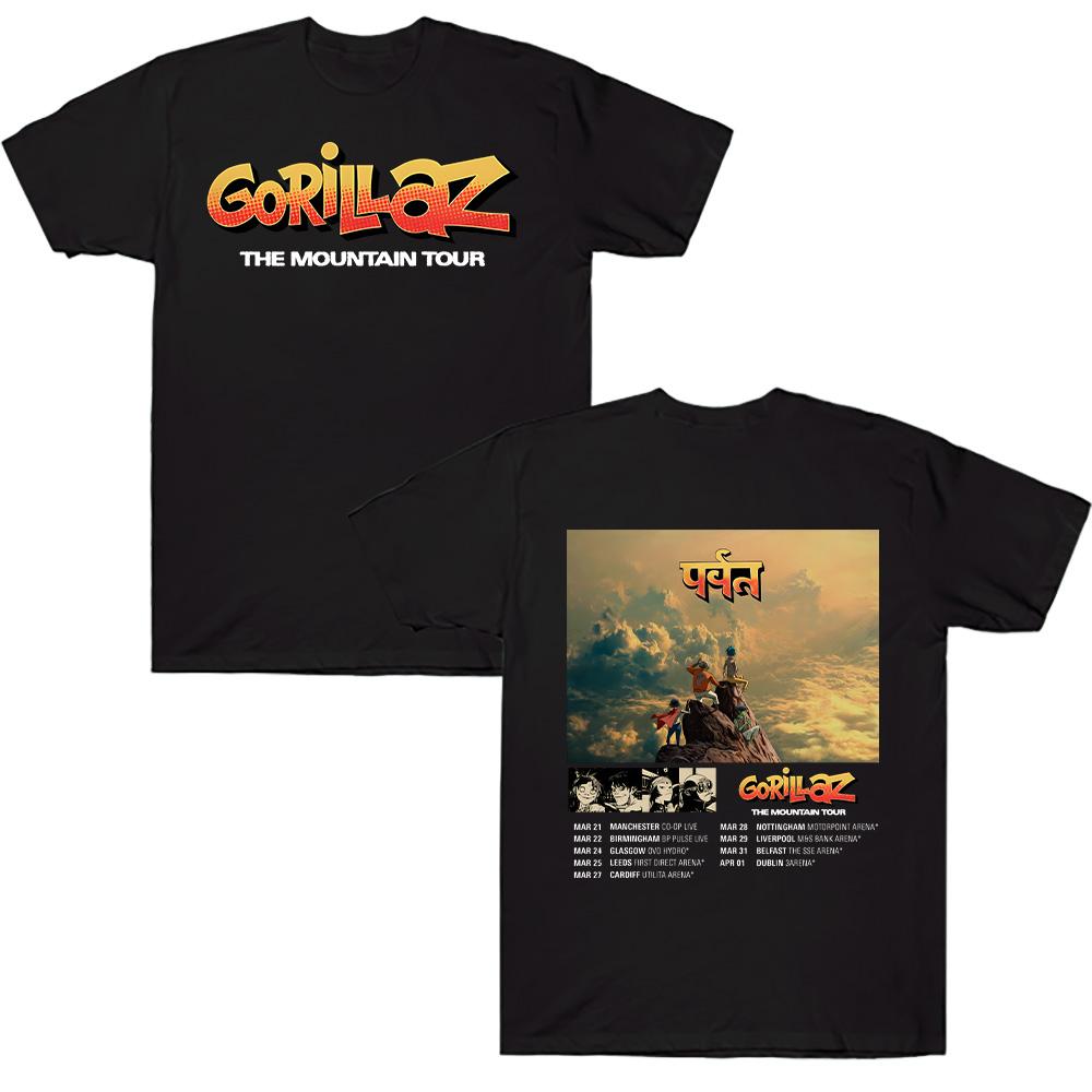 Cotton T-shirts Gorillazs The Mountain Tour Tshirt Music Band Punk Rock Y2K Tee Unisex Summer High Quality Casual Clothes