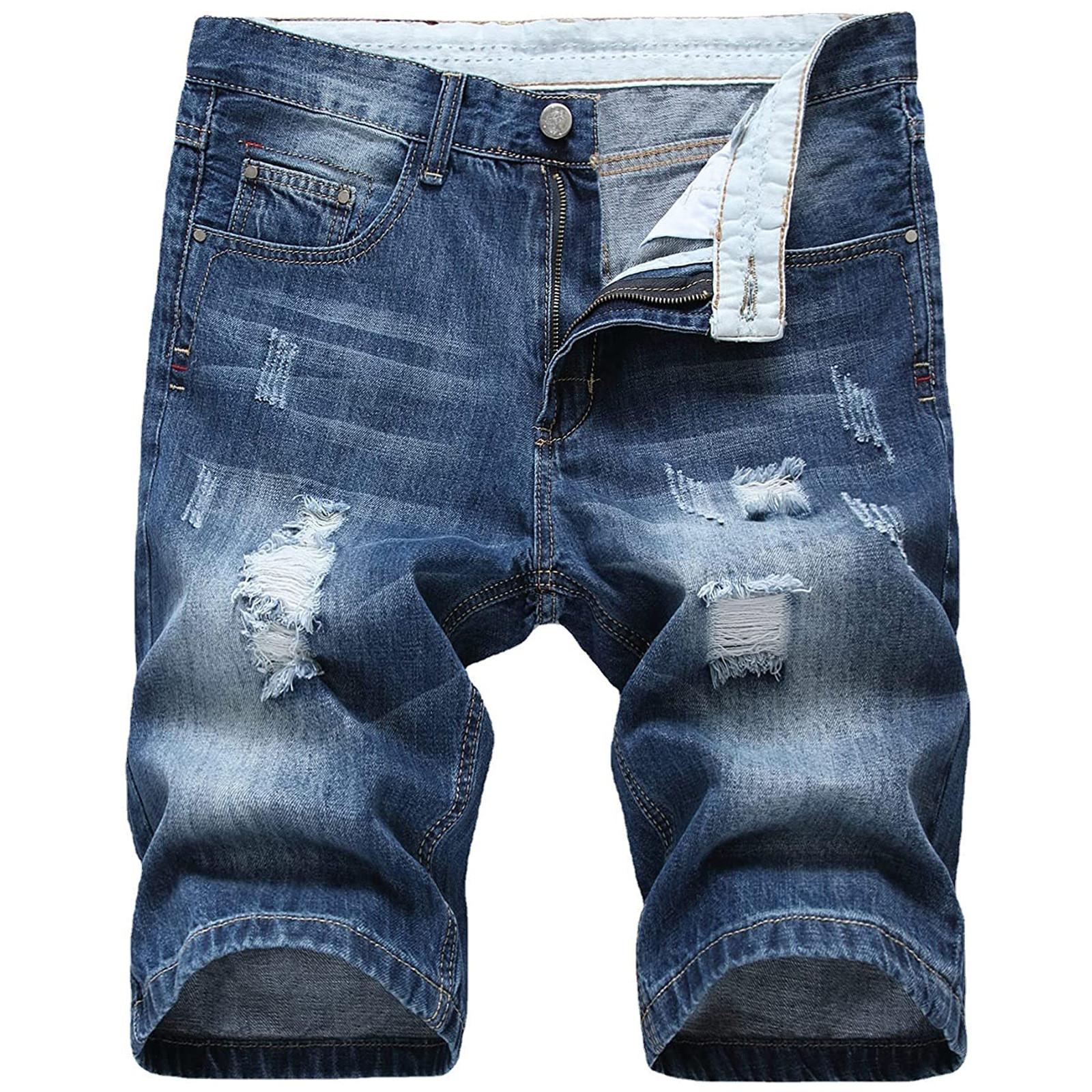 

(SU)Мужские джинсы, шорты, рваные джинсы, короткие брюки, летние прямые джинсы для отдыха