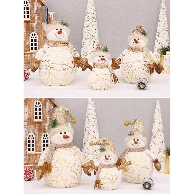 Schneemann mit Schal Schneemannpuppen Plüsch Winterdeko Weihnachtsregal-Sitzer Plüschpuppe Handgemacht (mit Schal-Stil)