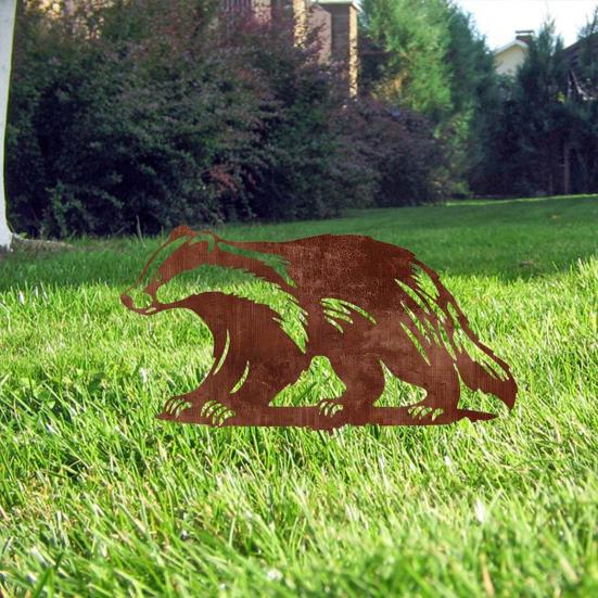 Outdoor Yard Art Decor Rusty Garden Decorative Stake, Metal Chicken Sloth Pig Dog Animals Silhouette Stakes Sculpture for Patio Lawn Flower