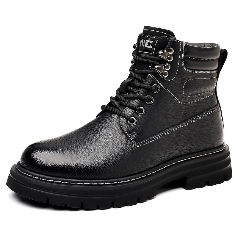 

Высококачественная натуральная кожа и плюшевые теплые хлопковые ботинки, повседневные высокие ботинки Второй слой коровьей кожи (исключая коровью замшу) 45