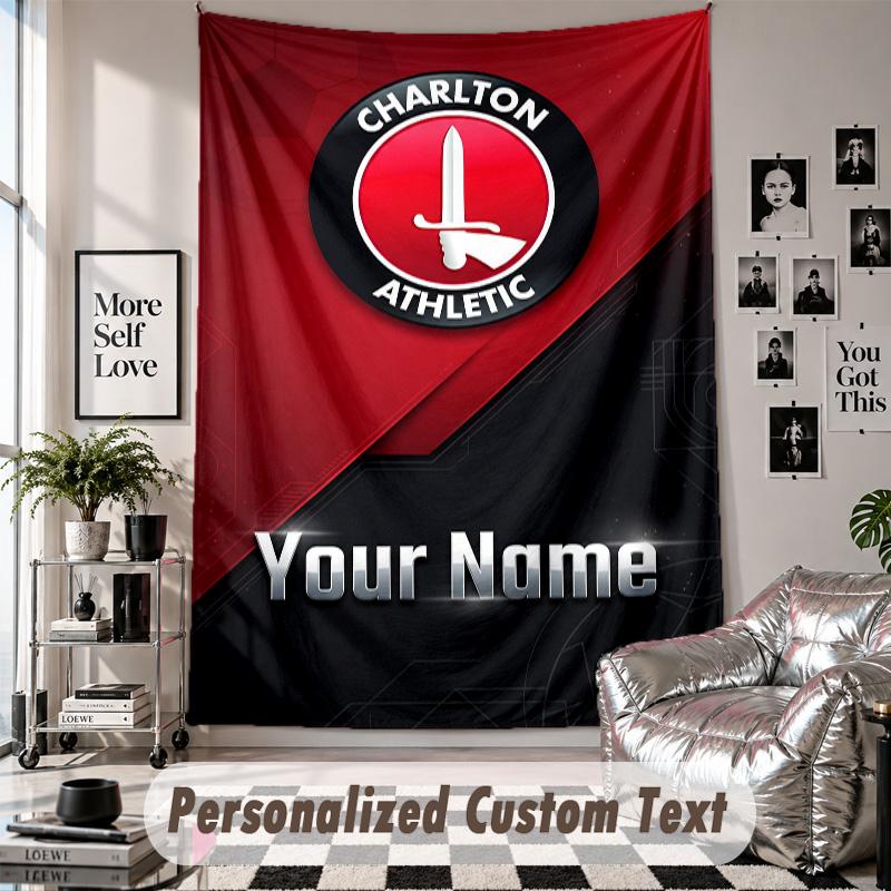 Wall Hanging Tapestry With Custom Name & Text, Charlton Athletic Decorative Tapestry For Bedroom