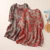 2026 Summer Retro Print V-Neck Loose Shirt Dress