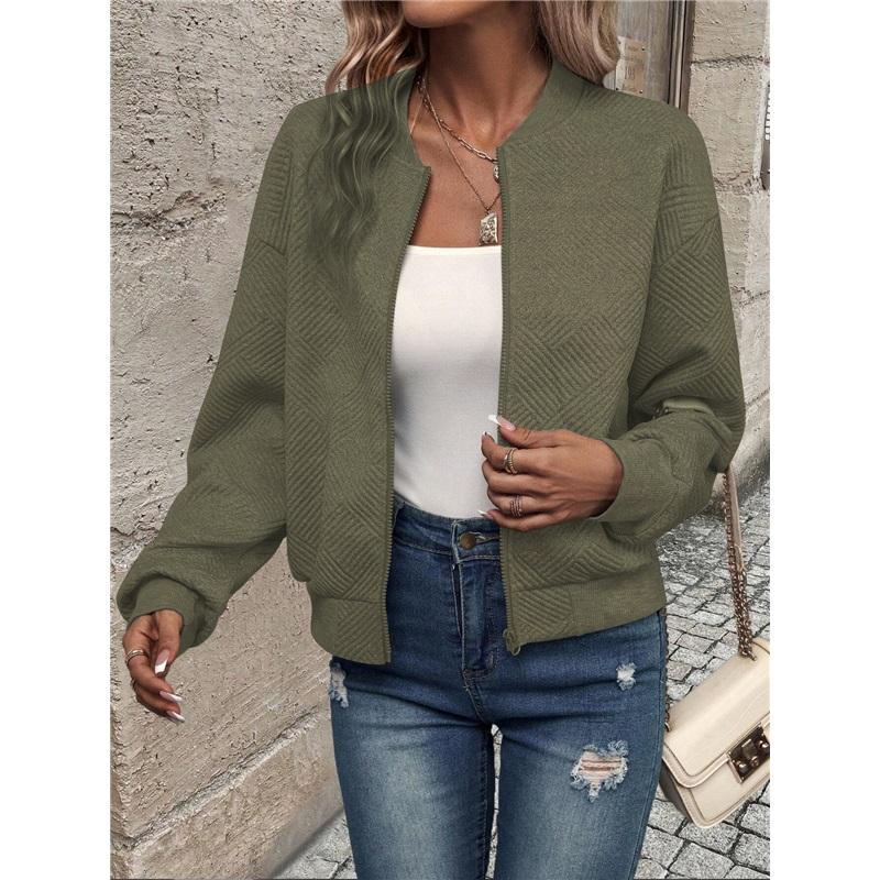 Ladies' Casual Stand Up Collar Zipper Jacket