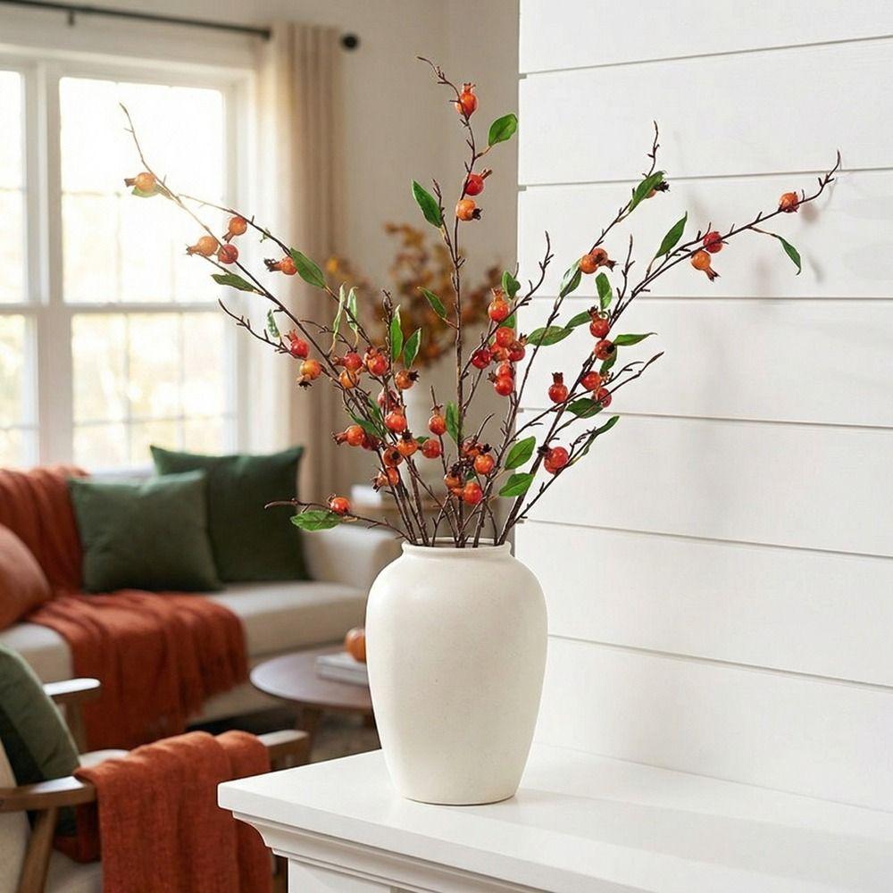 Long Branch Artificial Pomegranate Plastic 10-Fruit Pomegranate Fruit Branch Foam Berry Handmade Fake Plants