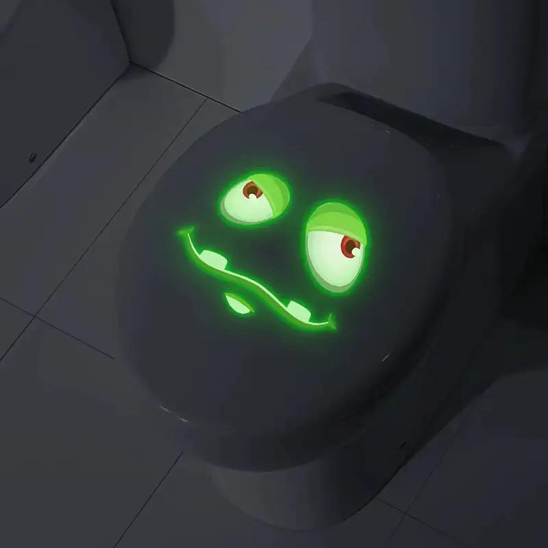 Karanlıkta Parlayan Komik Yüz Tuvalet Çıkartmaları Su Geçirmez Çıkarılabilir Kendinden Yapışkanlı Pvc Çıkartmalar Banyo Dekorasyonu Duvar Çıkartmaları