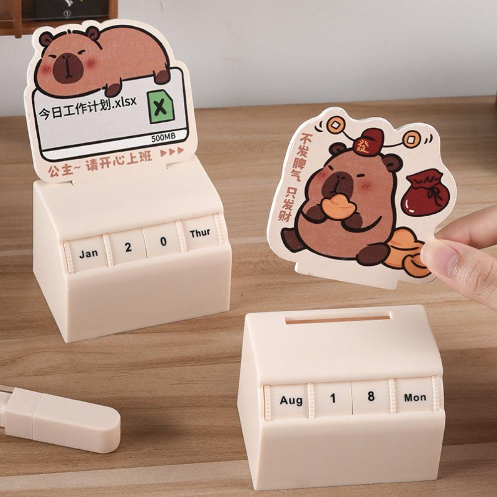 Cartoon Wheel Perpetual Calendar Capybara Calendar Display Wheel Rotary Calendar  For Home Office