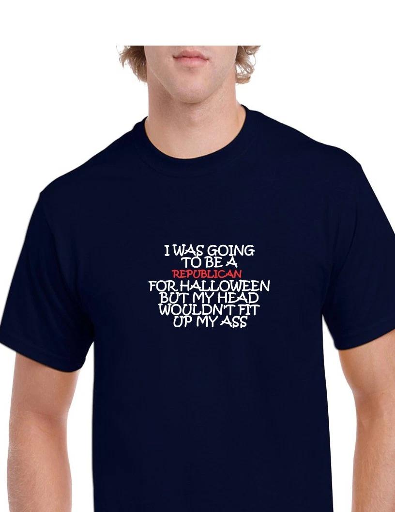 Republican Halloween Costume Resist Left Liberal Navy Blue Cotton T-Shirt XL