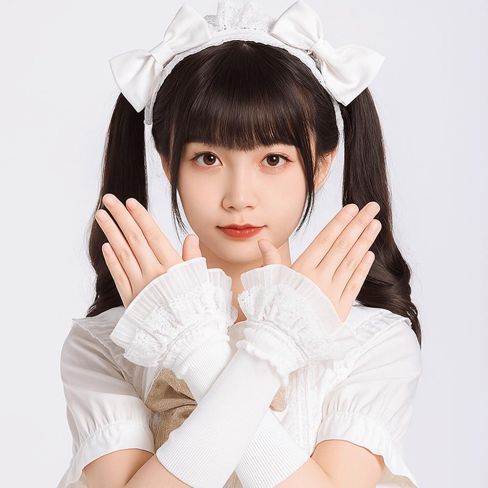 Lace Ruffles Lace Sleeves Long Elastic Lolita Cuffs Vintage Arm Covers for Women