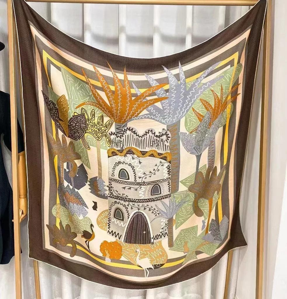 130 CM Silk Wool Scarf Women's Large Square Scarf Silk Scarf New Cashmere Versatile Shawl Thin