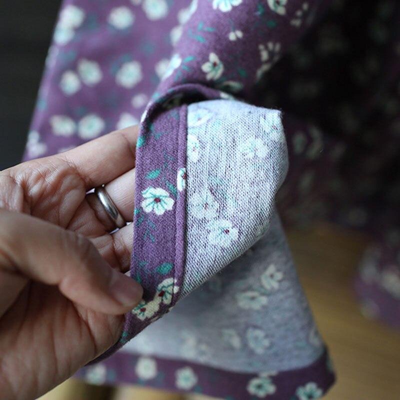 Johnature Dámské Vintage Volné Šaty Stojánek Květinový Dlouhý Rukáv Pásek Šaty na knoflíky Jarní Obtížný Ležérní Oblečení