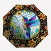Color Retro HummingbirdThemed Automatic Opening and Closing Umbrella - 8 Ribs, Suitable for Leisure and Going Out, Outdoor Accessory, Gothic