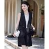 TERRE BLEUE Women's Casual Sleeveless Blazer Vest & Shorts Set