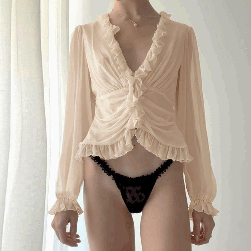 

H Home [88 Yuan for 2 Pieces! Buy One Get One Free] Heavy Industry Women s Clothing Style! Mid-Year Special Offer! Buy a Discount! MLT29470 skin color(Chiffon Cardigan) M