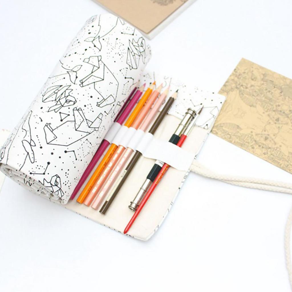 36/48/72 Löcher Constellation Canvas Roll-up-Beutel Federmäppchen Skizzenpinseltasche