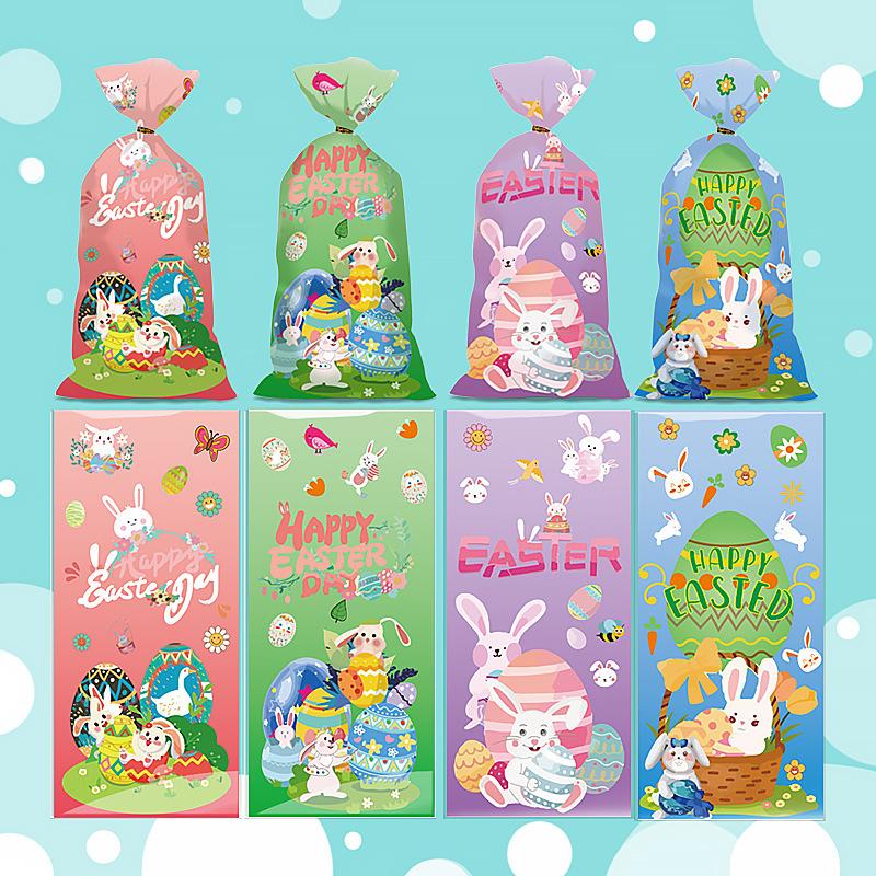 Four In One, Easter, OPP,Flat Pocket, Rabbit Easter Egg Pattern, Candy Gift Packaging Bag, Universal Holiday