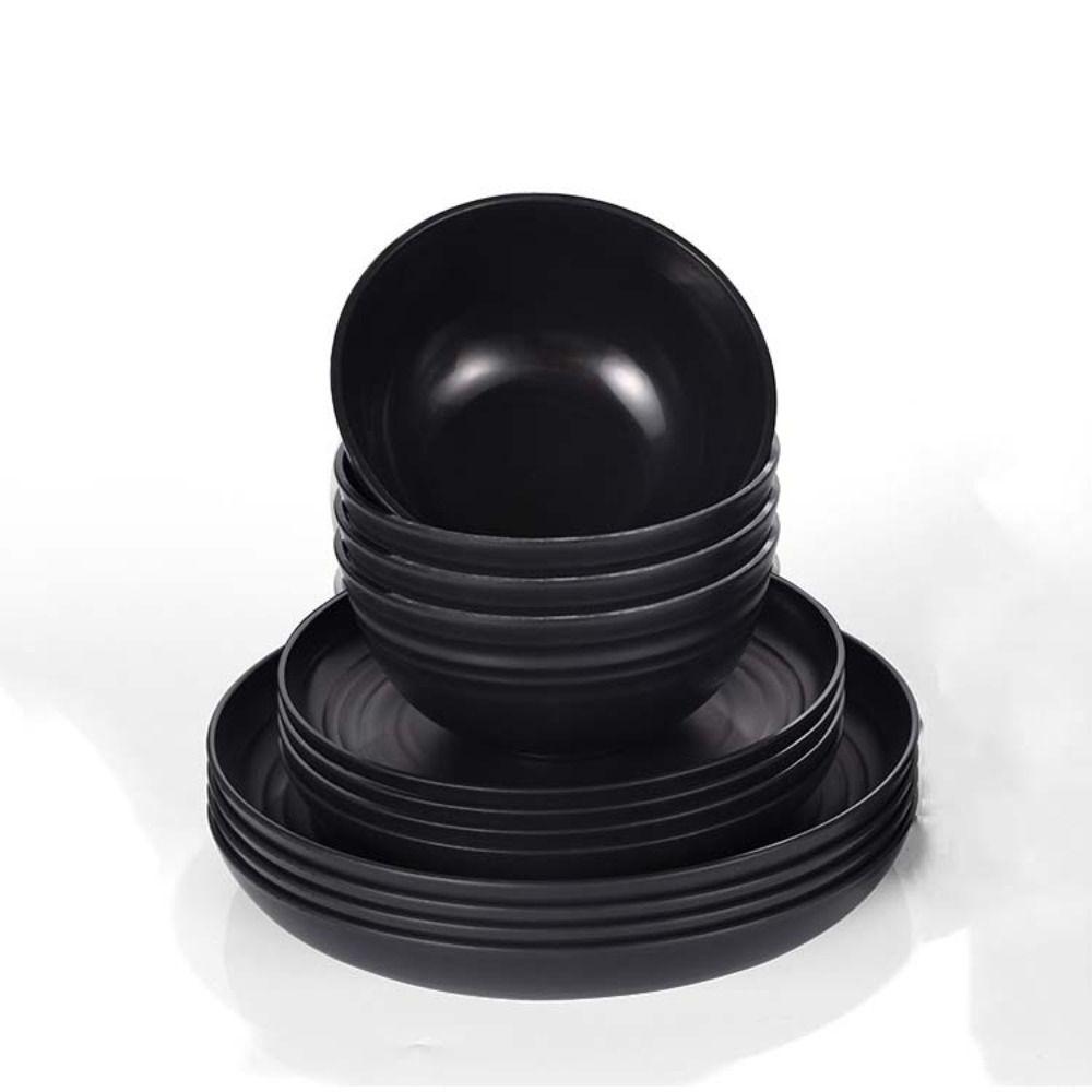 16-teiliges Unzerbrechliches Weizenstroh Besteckset Wiederverwendbare Geschirrsets Party Geschirrset Camping